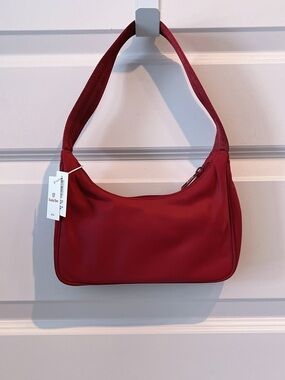 NWT Aritzia Goldie Dark Ruby Red Nylon Shoulder Bag